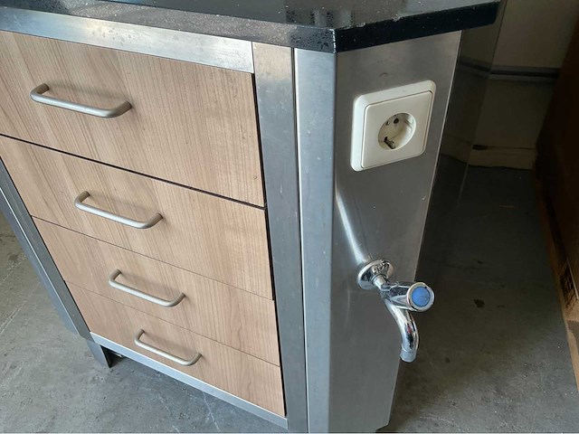 Keukenblok eiland met granieten blad en kraan stopcontact 100x96x90 cm - afbeelding 6 van  6