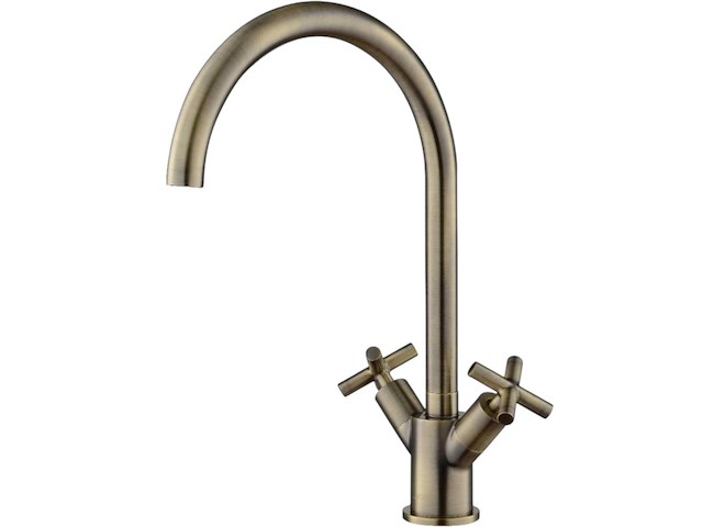 Keukenmengkraan antiek brons met kruisgreep knoppen - afbeelding 1 van  8