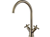 Keukenmengkraan antiek brons met kruisgreep - afbeelding 1 van  8