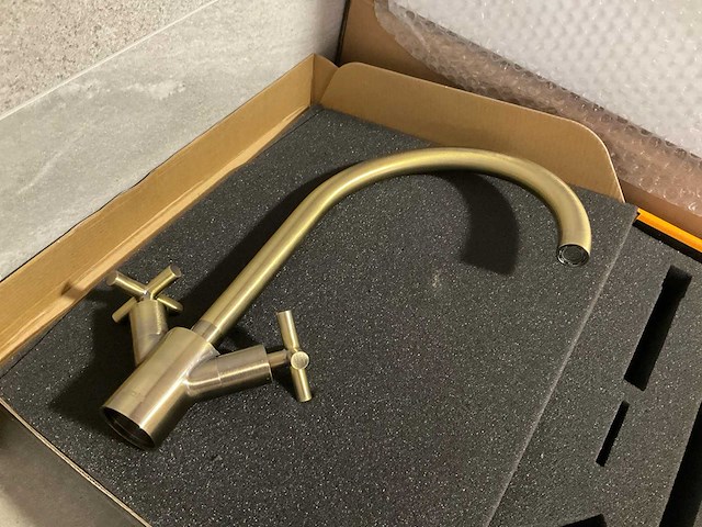 Keukenmengkraan antiek brons met kruisgreep - afbeelding 2 van  8