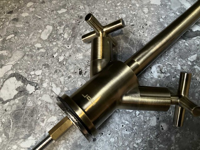 Keukenmengkraan antiek brons met kruisgreep - afbeelding 8 van  8