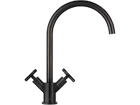 Keukenmengkraan mat black met kruisgreep - afbeelding 1 van  7