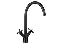 Keukenmengkraan mat black met kruisgreep - afbeelding 2 van  7