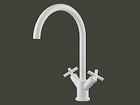 Keukenmengkraan mat wit met kruisgreep - afbeelding 1 van  7