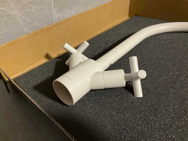 Keukenmengkraan mat wit met kruisgreep - afbeelding 6 van  7