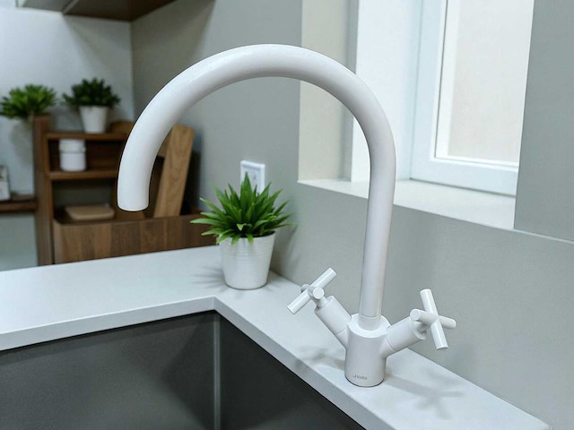 Keukenmengkraan mat wit - afbeelding 1 van  2
