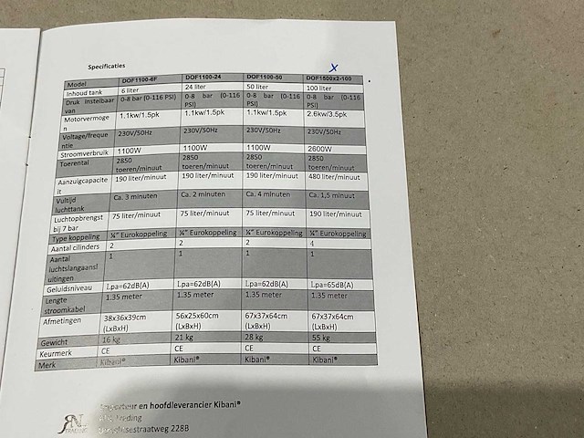 Kibani - dof1500x2-100 - compressor 3.5 pk - afbeelding 2 van  11