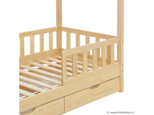 Kinderbed marli - 80 x 160 cm - houtkleur - incl. bedlades - afbeelding 10 van  16