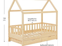 Kinderbed marli - 80 x 160 cm - houtkleur - incl. bedlades - afbeelding 15 van  16