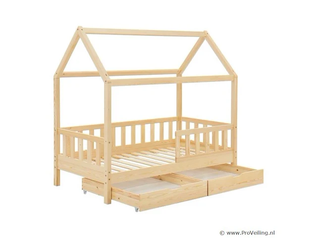 Kinderbed marli - 80 x 160 cm - houtkleur - incl. bedlades - afbeelding 1 van  16