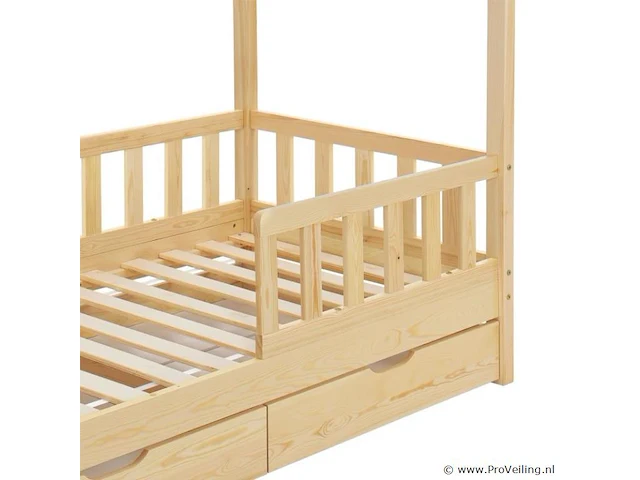 Kinderbed marli - 80 x 160 cm - houtkleur - incl. bedlades - afbeelding 10 van  16