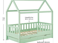 Kinderbed marli - 80 x 160 cm - mint - incl. bedlades - afbeelding 15 van  16