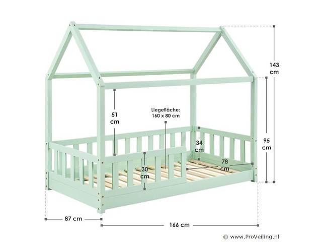 Kinderbed marli - 80 x 160 cm - mint - afbeelding 6 van  6