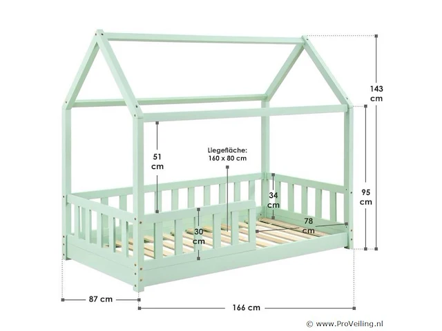 Kinderbed marli - 80 x 160 cm - mint - afbeelding 6 van  6