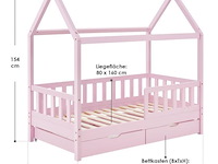 Kinderbed marli - 80 x 160 cm - roze - incl. bedlades - afbeelding 15 van  16