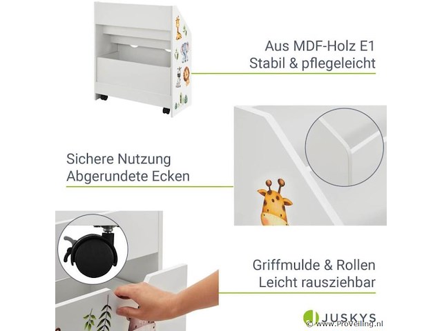 Kinderboekenkast - 63 x 30 x 70 cm - wit - afbeelding 4 van  7