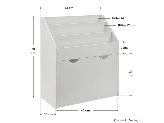 Kinderboekenkast - 63 x 30 x 70 cm - wit - afbeelding 7 van  7