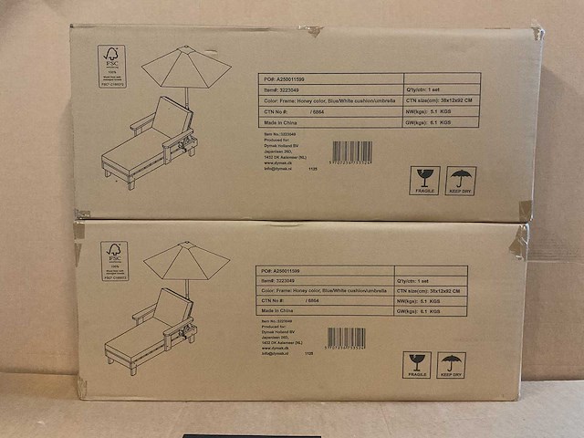 Kinderligstoel met parasol (2x) - afbeelding 2 van  2