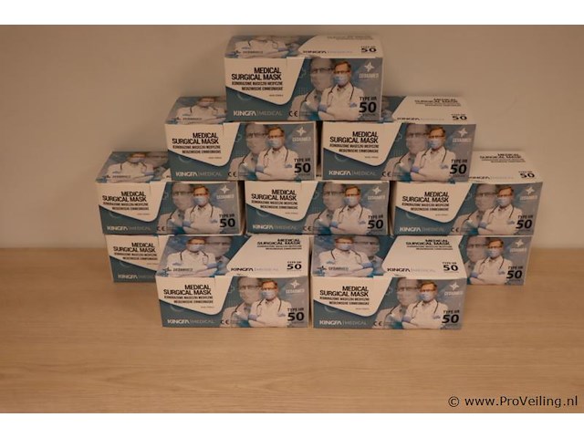 Kingfa medical chirurgisch mondkapje kf-b p01 (r) 5903051122804 - 11 verpakkingen á 50 stuks - afbeelding 1 van  3