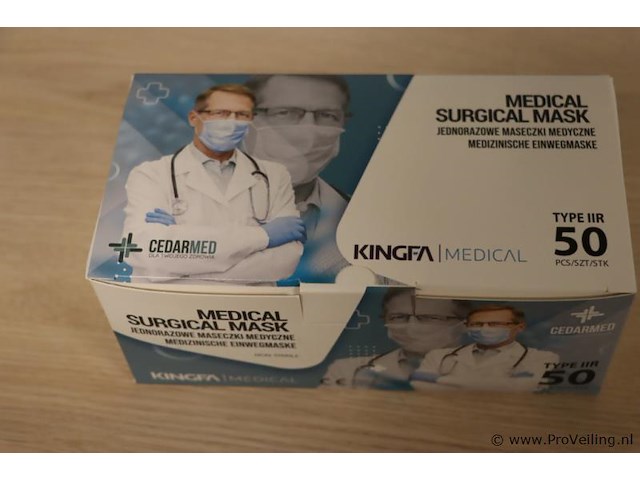 Kingfa medical chirurgisch mondkapje kf-b p01 (r) 5903051122804 - 11 verpakkingen á 50 stuks - afbeelding 2 van  3