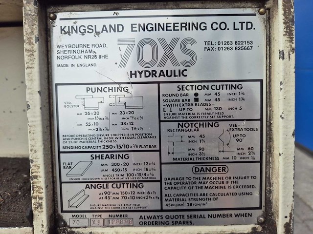 Kingsland - 70xs - hydraulische pons-knipmachine - afbeelding 20 van  20