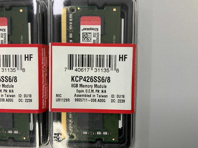 Kingston 32gb(4x 8gb) ddr4 2666mhz kcp426ss6/8 so-dimm sticks - afbeelding 2 van  2