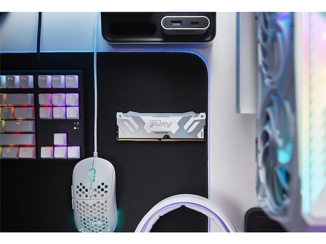 Kingston fury renegade ddr5 rgb zilver/wit xmp 24gb 8800mt/s cl42 cudimm gaming desktopgeheugen - afbeelding 3 van  3