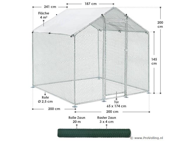 Kippenren hls25t 2 x 2 x 2 meter - afbeelding 2 van  18