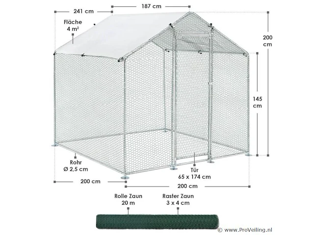 Kippenren hls25t 2 x 2 x 2 meter - afbeelding 2 van  18