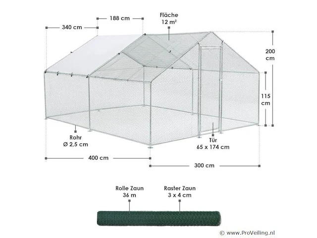 Kippenren hls25t 3 x 4 x 2 meter - afbeelding 2 van  18