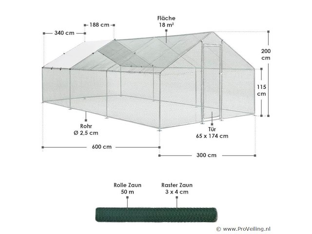 Kippenren hls25t 3 x 6 x 2 meter - afbeelding 2 van  18