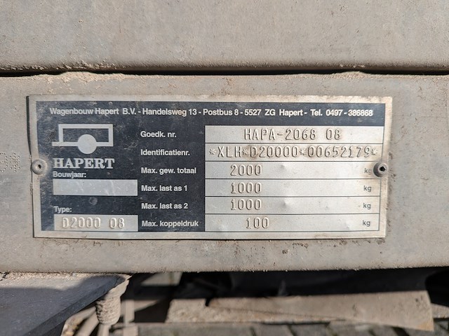 Kipper aanhangwagen, hapert, d2000 08, 2001 - afbeelding 8 van  18