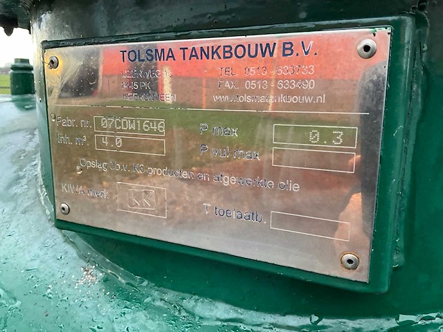 Kiwa horizontale diesel opslagtank - afbeelding 6 van  8