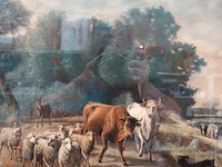 Klassiek 19e-eeuws pastoraal landschapsvoorstelling op board - afbeelding 3 van  5
