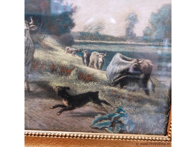 Klassiek 19e-eeuws pastoraal landschapsvoorstelling op board - afbeelding 4 van  5