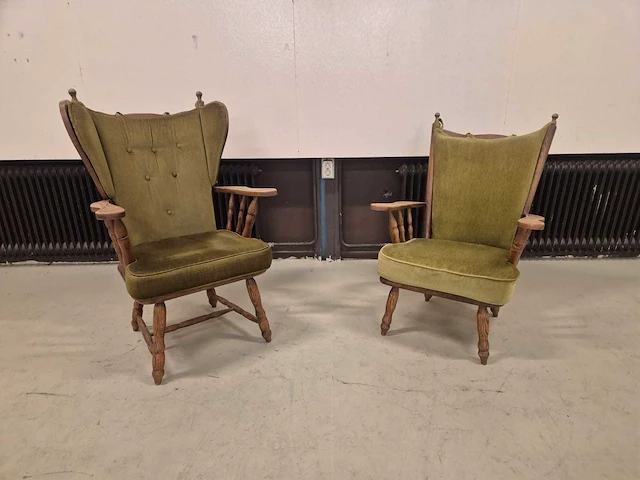 Klassieke - vintage - fauteuils - arm chair (2x) - afbeelding 1 van  8