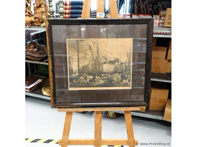Klassieke 19e- of vroeg 20 eeuwse nederlandse ets - afbeelding 1 van  5