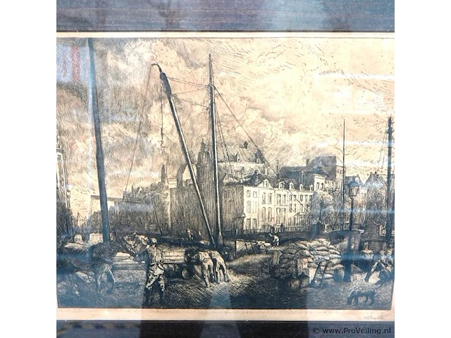 Klassieke 19e- of vroeg 20 eeuwse nederlandse ets - afbeelding 3 van  5