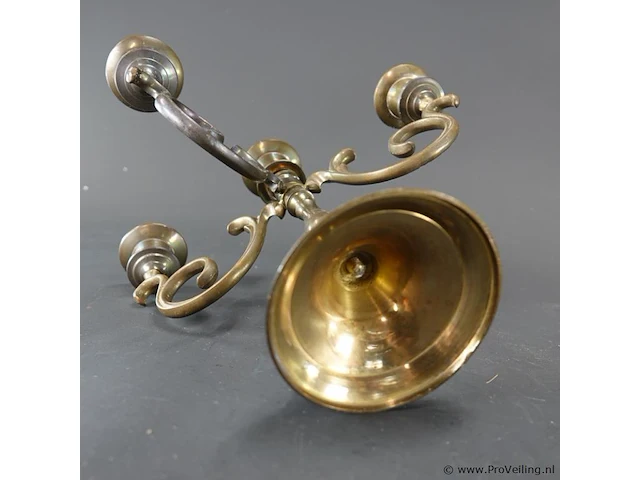 Klassieke brons/messing vijfarmige messing kandelaar - afbeelding 5 van  5