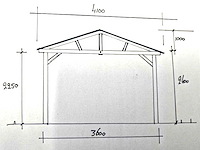 Klassieke garage met zadeldak 1540x410x340 cm - afbeelding 6 van  14