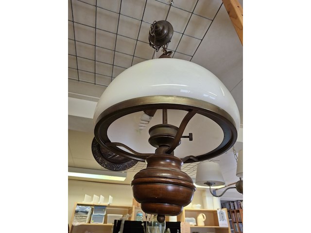 Klassieke hanglampmet glazen kap diameter 40 cm - afbeelding 2 van  3