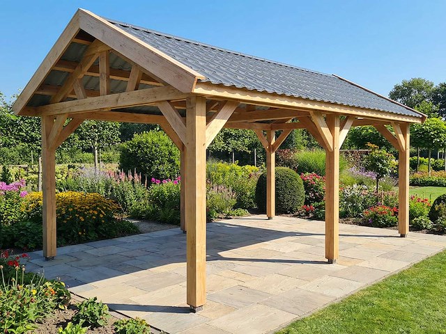 Klassieke zadeldak overkapping - 660x410x340 cm - afbeelding 1 van  11