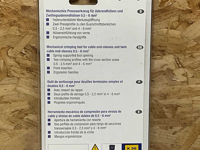 Klauke k36 perskabeltang 0,6-6mm2 - afbeelding 5 van  6