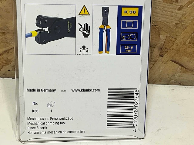 Klauke k36 perskabeltang 0,6-6mm2 - afbeelding 6 van  6