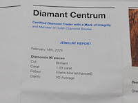 Klein behandeld blauwe diamanten, totaal 1,03 karaats - afbeelding 7 van  7