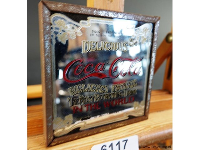Kleine coca-cola reclame spiegel in metalen lijst - afbeelding 2 van  4