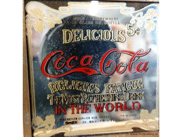Kleine coca-cola reclame spiegel in metalen lijst - afbeelding 3 van  4