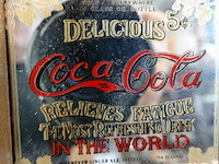 Kleine coca-cola reclame spiegel in metalen lijst - afbeelding 3 van  4