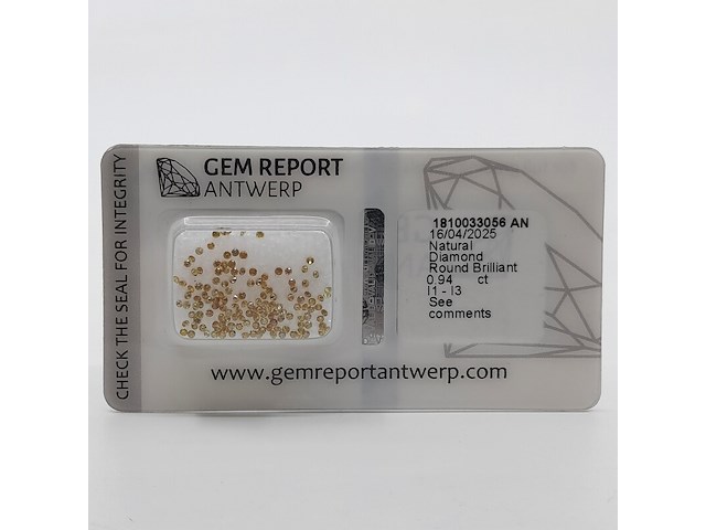 Kleine gele briljant geslepen diamanten, totaal 0,94 karaats (i1-i3) - afbeelding 1 van  5