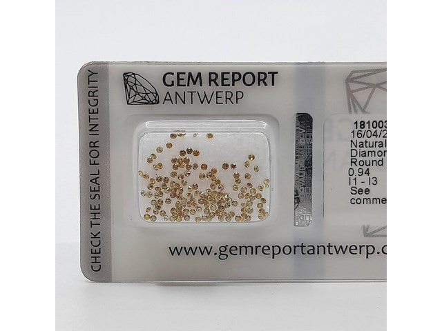 Kleine gele briljant geslepen diamanten, totaal 0,94 karaats (i1-i3) - afbeelding 2 van  5